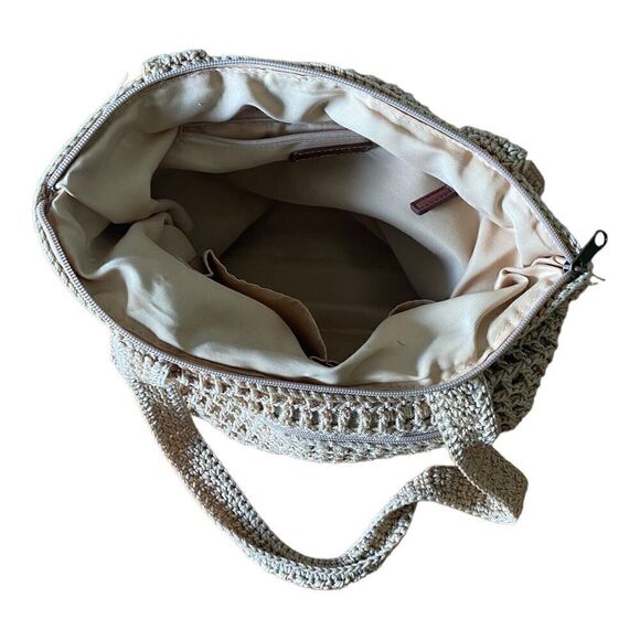 The SAK Tan & Gold Crochet ZIp Inner & Outer Pockets Shoulder bag - Picture 7 of 16